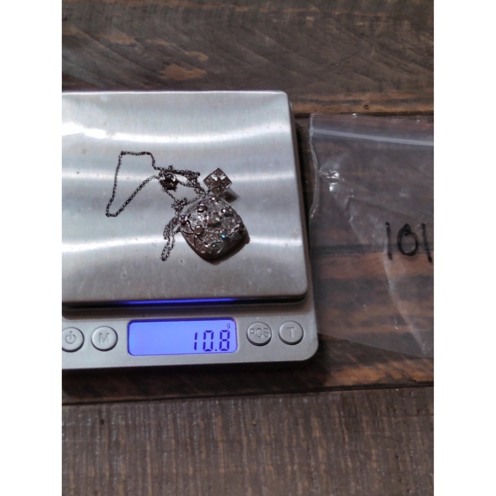 925 Sterling Silver Art Deco Filigree Cushion CZ Pendant Necklace 18" RSE Italy
